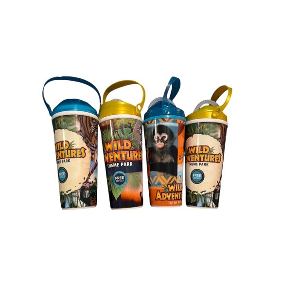 Wild Adventures Theme Park Souvenir Sipper Cups With Straws Safari Drinks Summer - Picture 9 of 10